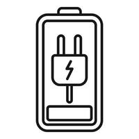 Charging plug battery icon outline . Alkaline electric vector