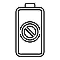 No charging battery icon outline . Low power vector