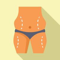 liposuccion cuerpo cirugía icono plano . medicina celulitis vector