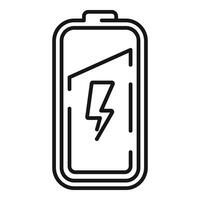 Charging battery level up icon outline . Power electric vector