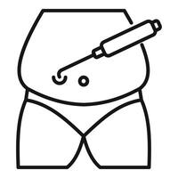 Liposuction injection fat body icon outline . Surgeon procedure vector