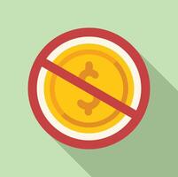 Restricted dollar coin icon flat . Tax payment vector