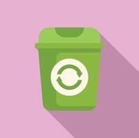 Eco recycle garbage bin icon flat . Ecology plastic vector