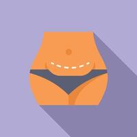 Abdominal liposuction icon flat . Obese problem vector