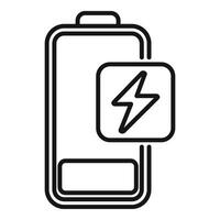 Low energy battery flow icon outline . Electric power vector
