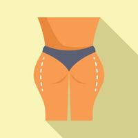 espalda hembra cuerpo liposuccion icono plano . medicina abdomen vector