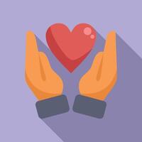 Charity love help icon flat . Shape donation vector
