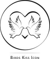 corazón con alas, amor símbolo ,aves amor Beso icono vector