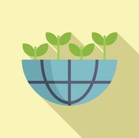 Global plant eco support icon flat . Earth ecosystem vector