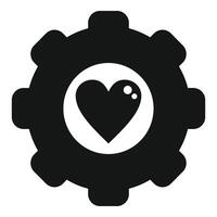 Gear cog love heart icon simple . Machine industry vector