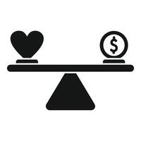 Balance of love and money icon simple . Compare choice vector
