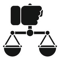 Hand take business balance icon simple . Quality control vector