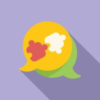 Connection puzzle chat icon flat . Speech discussion vector