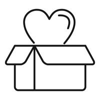 Donation heart box icon outline . Charity support vector