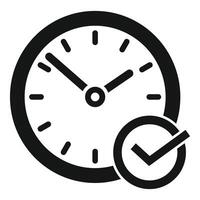 Approved time clock icon simple . Success checkmark vector