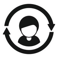 Change worker person icon simple . Profile job vector