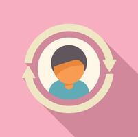Change worker person icon flat . Profile job vector