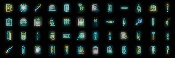 Test result icons set neon vector