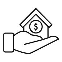 House finance support buy icon outline . Collateral credit vector