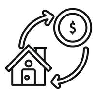 Collateral house buy icon outline . Loan money tax vector