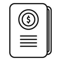 Collateral folder icon outline . Tax money form vector