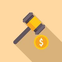 Gavel collateral decision icon flat . Finance support from bank vector
