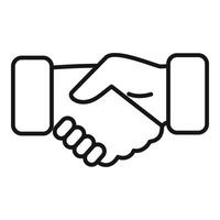 Business handshake icon outline . Professional meeting vector