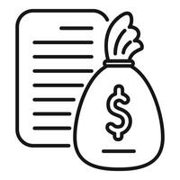 Money bag support icon outline . Credit loan vector