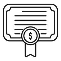 Collateral certificate icon outline . Finance credit help vector