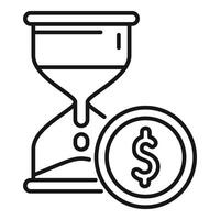 Hourglass finance collateral icon outline . Online service vector