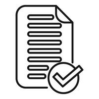 Approved document icon outline . Seal paper vector