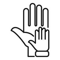 Volunteer hand support icon outline . Care person vector