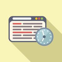 Web site duration work icon flat . Digital hour vector