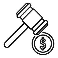 Gavel collateral decision icon outline . Finance support from bank vector