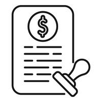 Stamp collateral document icon outline . Owner money vector