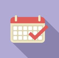 Approved calendar event icon flat . Meeting timeframe vector