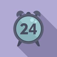 Duration of alarm clock icon flat . Deadline time vector
