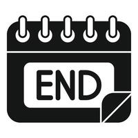 End calendar duration icon simple . Date life vector