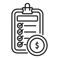 Fund clipboard icon outline . Support money tax vector