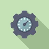 Gear cog time duration icon flat . Clock plan vector