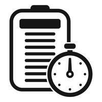 Duration stopwatch clipboard icon simple . Concept overtime vector