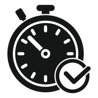 Approved stopwatch duration time icon simple . Event deadline vector