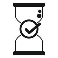 Hourglass approved duration icon simple . Plan time event vector