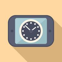 Smartphone clock duration icon flat . Plan period vector