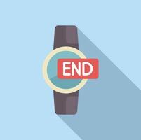 Hand watch duration end time icon flat . Life end date vector
