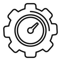 Gear cog time duration icon outline . Clock plan vector