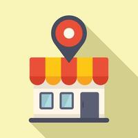 Market locator icon flat . Local front vector