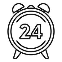 Duration of alarm clock icon outline . Deadline time vector