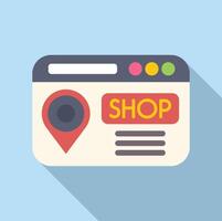 Website store locator icon flat . Shop online vector