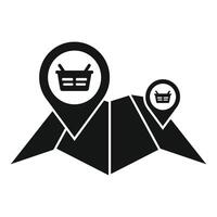 Location shop on map icon simple . Near find retail vector